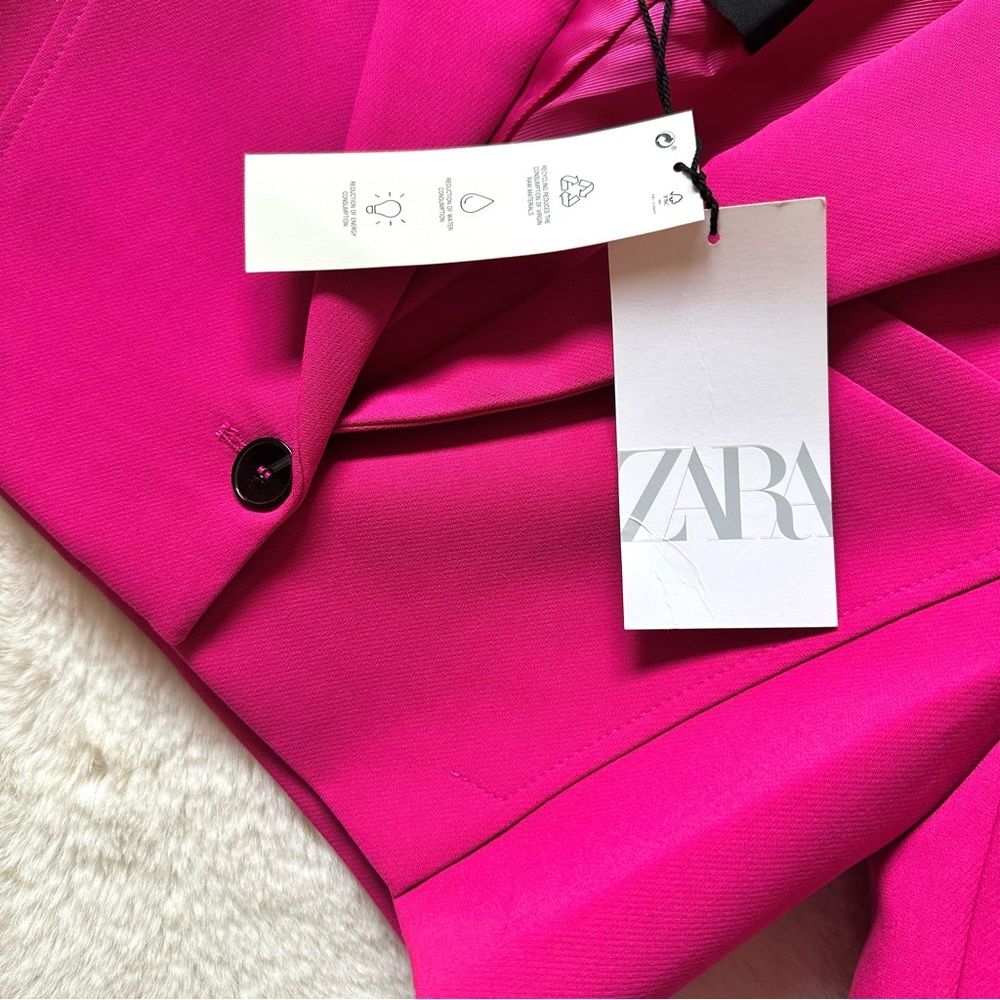 ZARA Cropped Blazer in Bright Fuchsia - Picture 9 of 10
